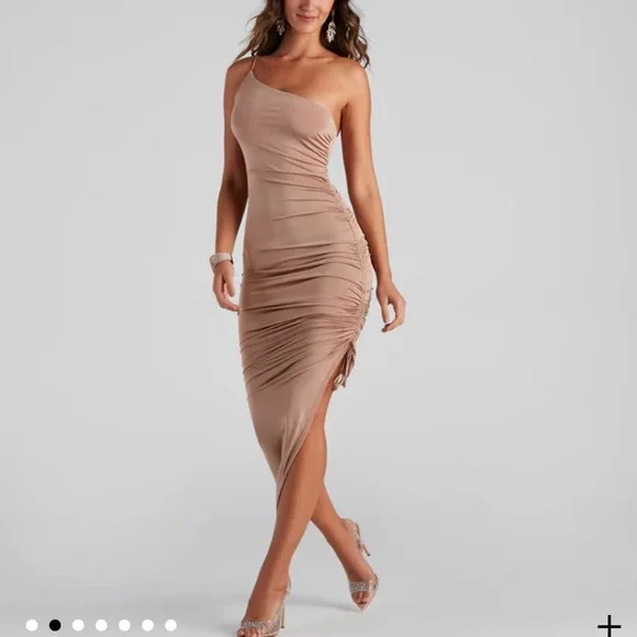 Windsor Asymmetrical Ruched Dress - Picture 2 of 4